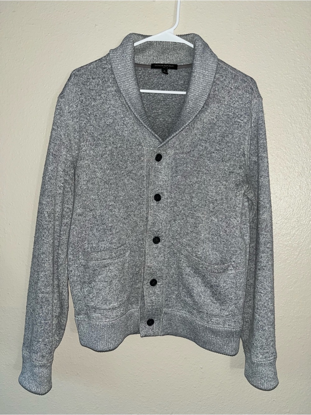 Banana Republic Gray Shawl-Collar Button Cardigan Sweater